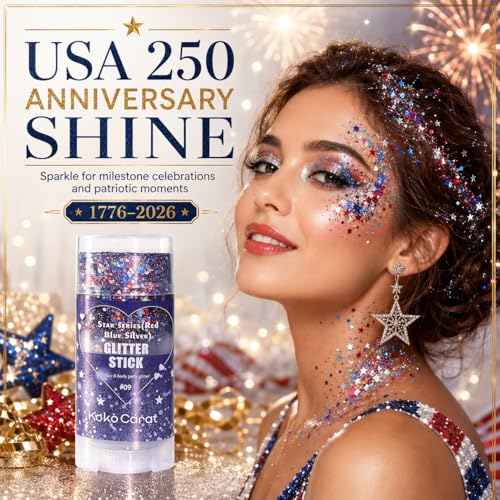 Red, White & Blue Body Glitter Stick for 4th of July Makeup
