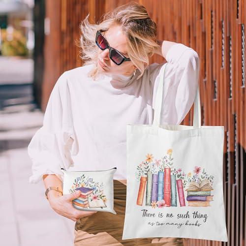 Y1tvei Canvas Tote Bag with Makeup Pouch - Reusable Gift