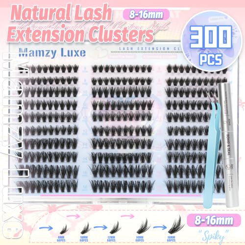 300 PCS Manga Natural Lash Clusters Kit - Wispy D-Curl Eyelashes
