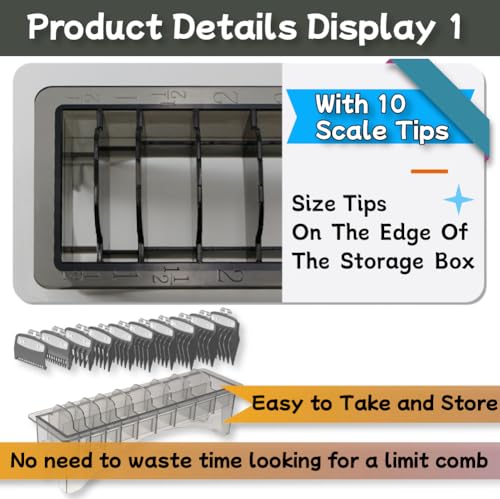 HuGuWdy 10-Grid Clipper Guard Holder – 1 x Holder, Color-Coded Guards Organizer for Clipper Guards (1/16"-1")