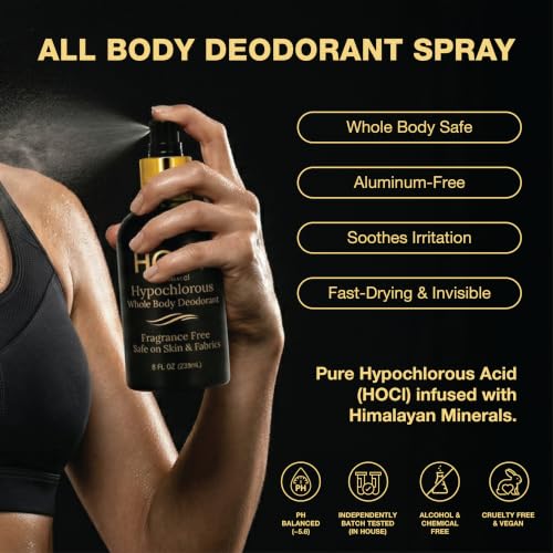 Think Smarter Hypochlorous Acid Whole Body Deodorant Spray 3.4 fl oz - Gentle, Odor-Neutralizing, Sensitive Skin Safe