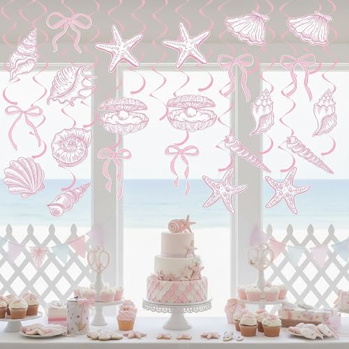 20-Piece Pink Foil Swirls with Seashell Cutouts - Beach Party Decorations