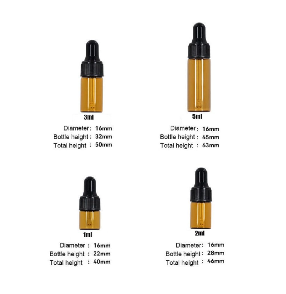 YYNGJCK 15Packs 2ml Tiny Amber Glass Mini Dropper Bottles for Essential Oils, Cosmetics, and Liquid Small Empty Travel Sample Vials with Dropper and Black Caps