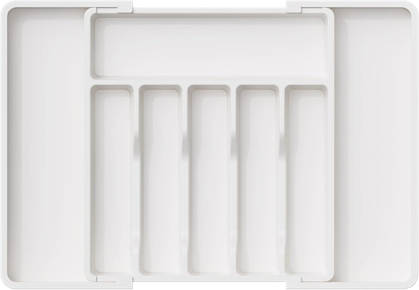 Expandable Silverware Organizer - BPA-Free Plastic Utensil Tray for Kitchen Drawer | Space-Saving Cutlery Holder, Black, 8.5-14 x 12 x 1.5 Inch