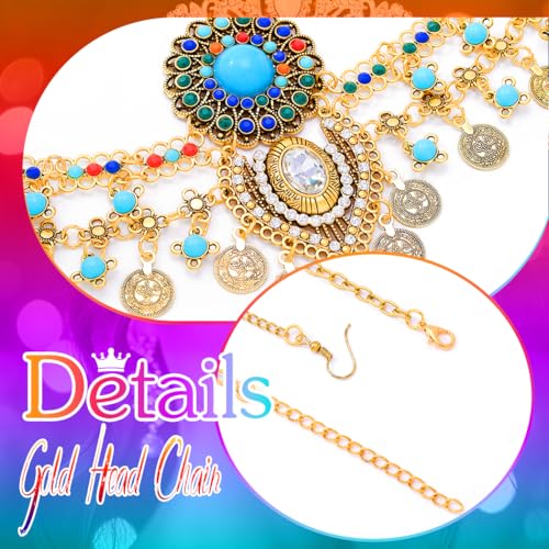 Urieo Gold Egyptian Headpiece with Turquoise Hair Jewelry