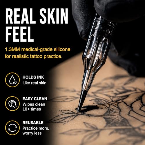 Jconly 20-Sheet Tattoo Practice Skin, 8x6 Double-Sided Fake Skin