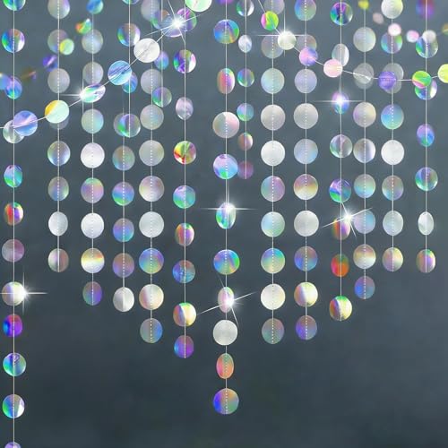 Iridescent Circle Garlands - 6 Pack 13ft Holographic Party Decorations