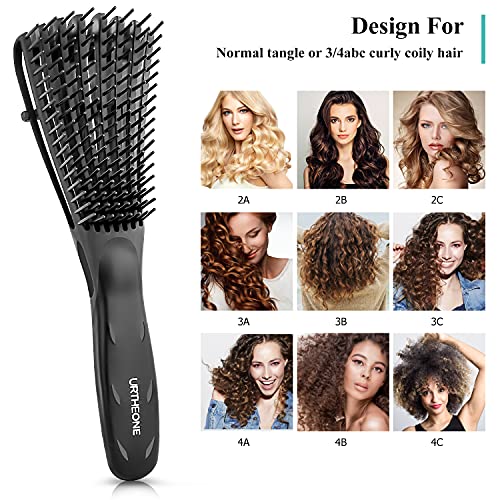 URTHEONE Detangling Brush for Black Natural Hair 3A-4C Curly Afro - Black