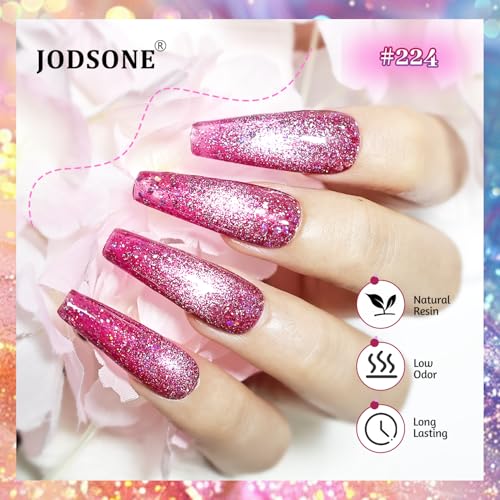 JODSONE Cat Eye Gel Nail Polish Set - 10 Holographic Colors + Base & Top Coat