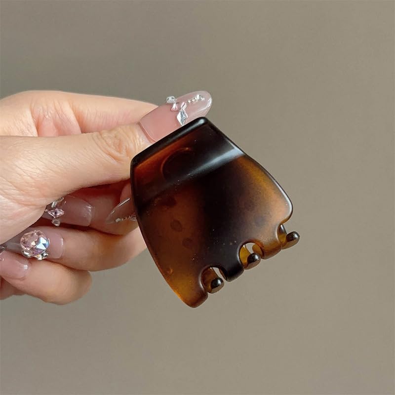 Square Hair Claw Clips - 3 Pcs Medium Matte Hair Clips | Strong Hold Non-Slip Acrylic in Amber & Coffee