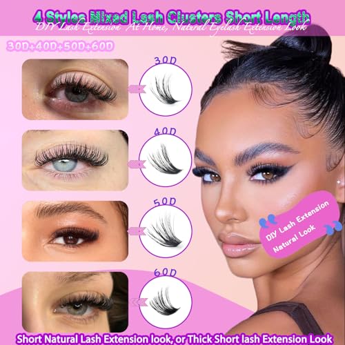 DAODER Cluster Lashes 640pcs Wispy Lash Extensions 9-13mm D Curl