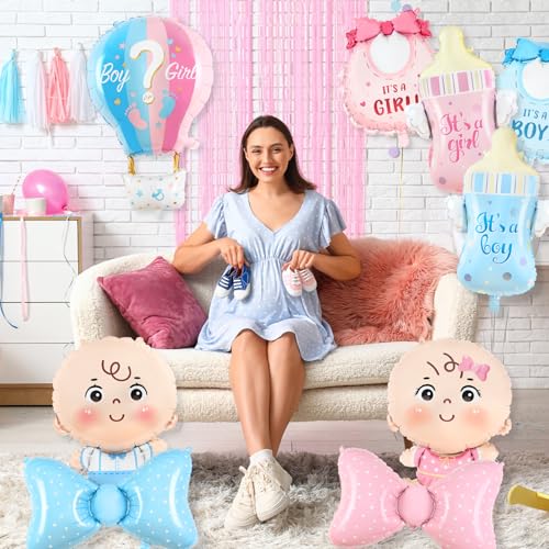 Gender Reveal Balloon Decoration Set - 9 Pcs with Boy & Girl Balloons
