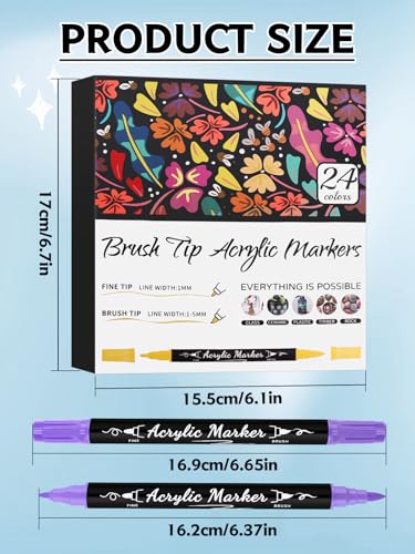 Kalolary 24 Color Nail Art Markers Set - Double-Headed Pens