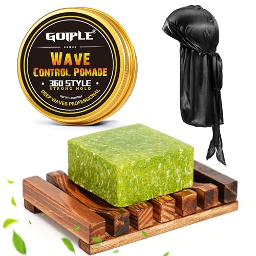 Wave Pomade Shampoo Bar with Wooden Holder for Men - Strong Hold & Easy Wash