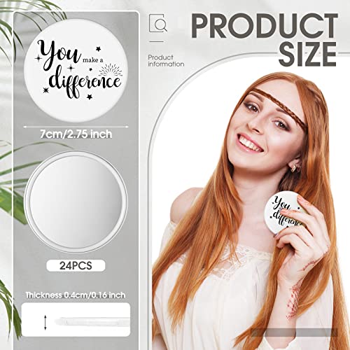 24 Pcs You Make a Difference Compact Mirrors - Bulk Pocket Mirror Gifts