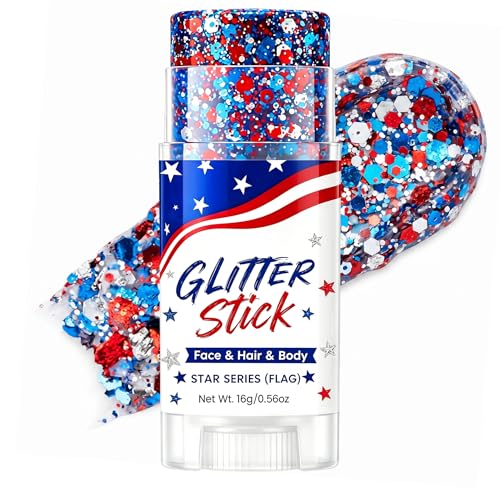 4th of July Glitter Stick Patriotic Hair Glitter Body Glitter face Glitter 4th of July Outfits for Women Fourth of July Outfit Women 4th of July Fourth of July Decorations£¬Red White and Blue X1