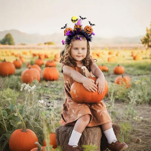Halloween Pumpkin & Bat Headband for Women - Costume Hair Accessory