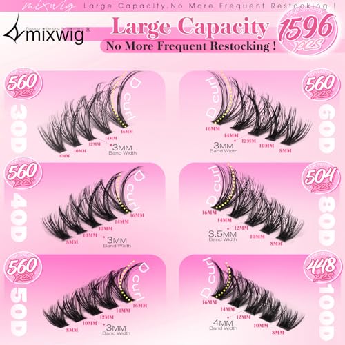 Lash Clusters Kit 1596PCS | Wispy Volume Eyelash Extensions for Beginners