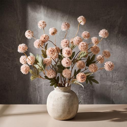 CEWOR 5 Pcs Faux Silk Pompon Mum Flowers for Home Decor