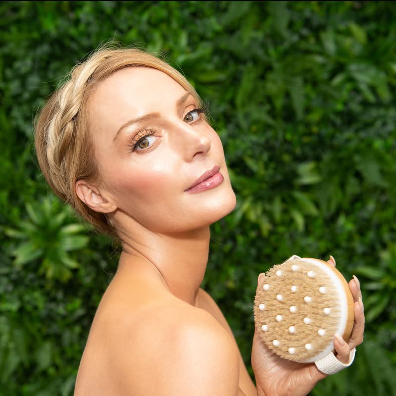 C.S.M. Natural Boar Bristle Dry Brushing Set for Body and Face Exfoliation