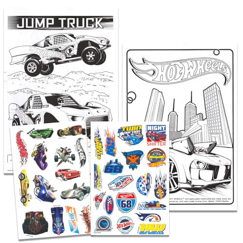Hot Wheels Temporary Tattoos Kids Party Favors Bundle with Door Hanger