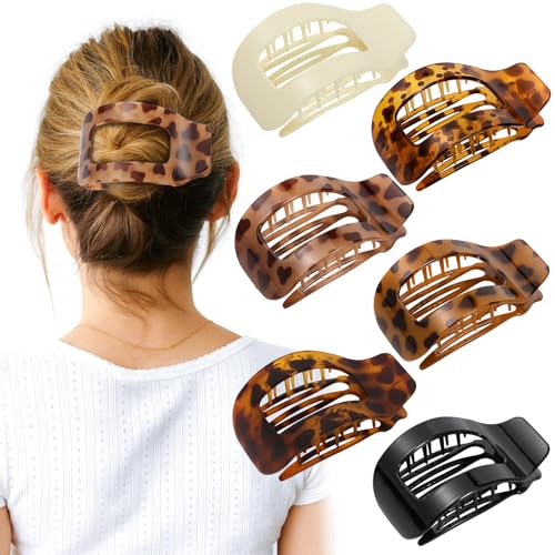 Phyzylvia 6Pcs Large 4.13in Flat Hair Clips – Tortoise Shell