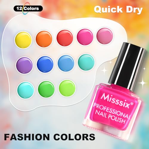 Misssix 12 Colors Quick Dry Nail Polish Set for Women