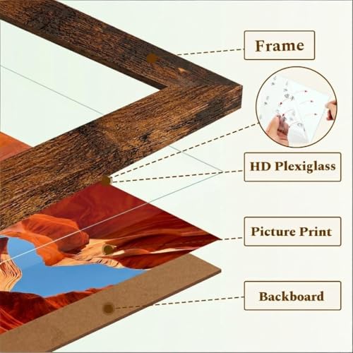 11x17 Brown Picture Frame with Shatterproof Plexiglass