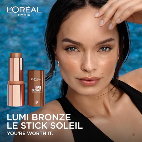 L'Oreal Paris Lumi Bronze Le Stick Soleil Bronzer - Cream-To-Powder for Sun-Kissed Glow, 130 Sunset Doré
