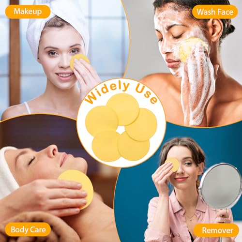 Yellow Compressed Facial Sponge for Cleansing & Exfoliating - Luxiv 120P