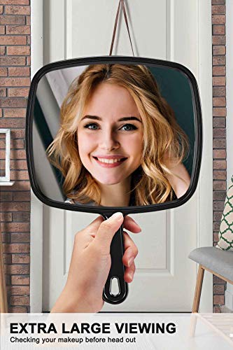 MIRRORNOVA Large Handheld Mirror with Handle, 12.4" x 9" Black Makeup Mirror
