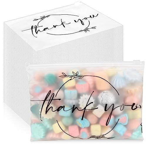 Ireer 100 Pcs Clear Makeup Bags Bulk EVA Gift Bags - Thank You Bags for Cosmetics & Travel
