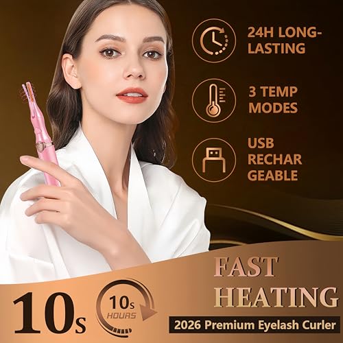 Acavado Light Pink Heated Eyelash Curler with 3 Temperature Modes