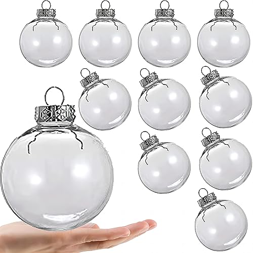 10 Pack Clear Plastic Refillable Christmas Ornaments - 3.15 Inch DIY Decoration Balls