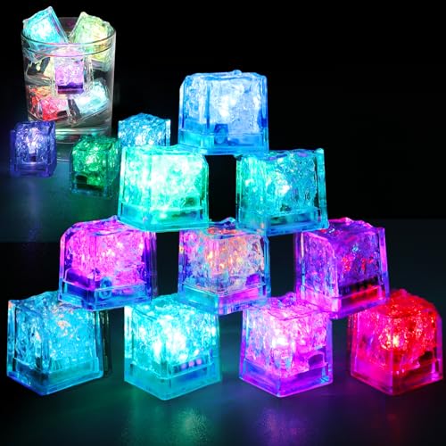 Reusable Light Up Ice Cubes - 12 Pack Color Changing Glow Cubes