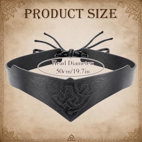 Medieval Viking Leather Headband - Adjustable Faux Leather Circlet