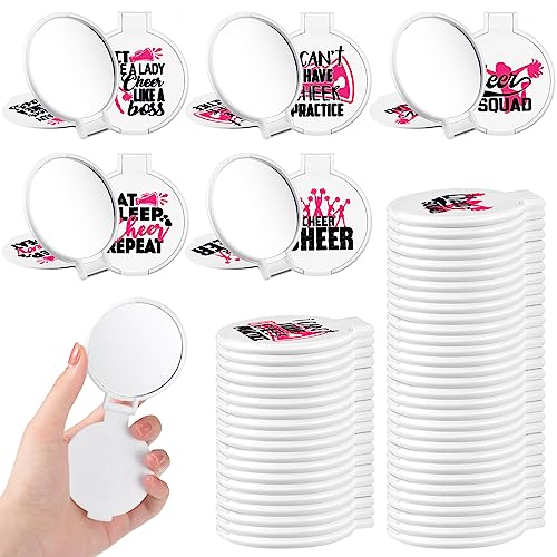 50 Pcs Inspirational Cheerleader Compact Mirrors - Bulk Pocket Makeup Gift