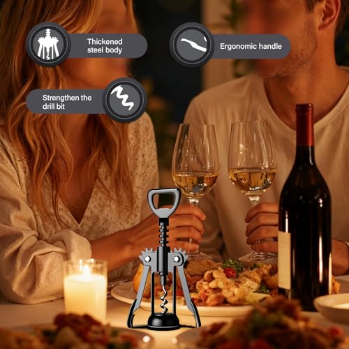 Drincarier Gun Black Wine Opener - Premium Zinc Alloy Corkscrew