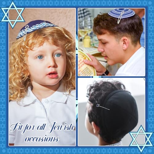 48 Pcs Star of David Kippah Clips - Metal Yarmulke Hair Fasteners