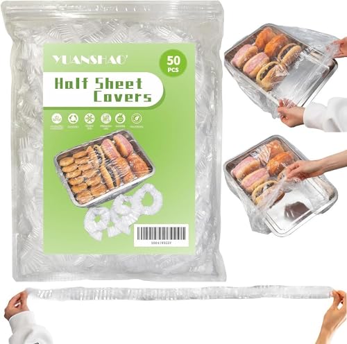 50 Pack Reusable Elastic Baking Sheet Covers - 13x18 Inch Food Storage