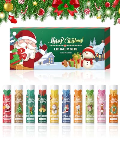 YizanYan 10Pcs Christmas Lip Balm Set – Natural Hydration & Nourishment, Non-Sticky Lip Care Gift