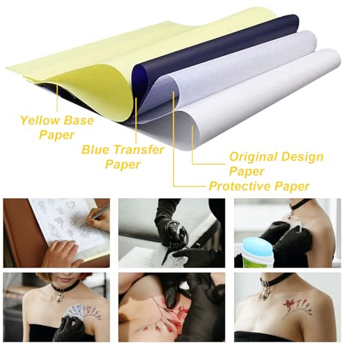 Romlon Tattoo Practice Skin and Stencil Transfer Paper Kit, 40-Piece Set