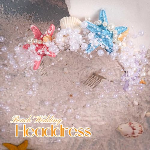Unicra Mermaid Headband with Seashells and Starfish for Beach Weddings
