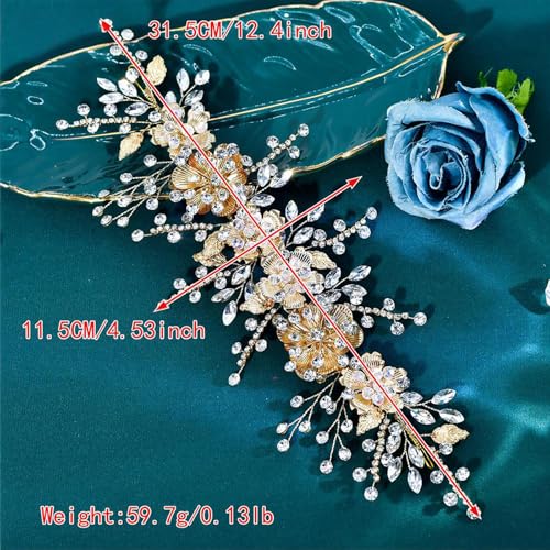 Elegant Bridal Headband with Flowers and Rhinestones for Weddings