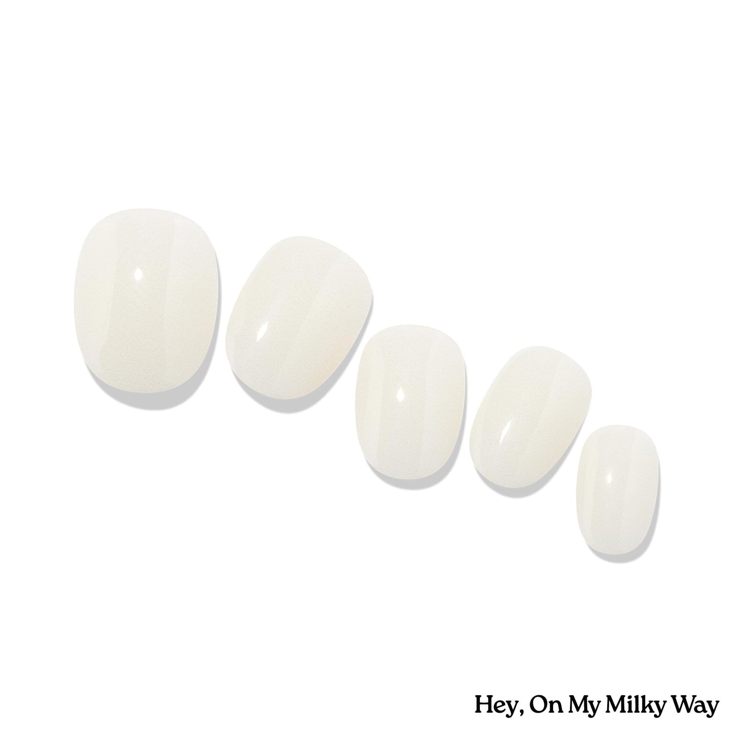 Heyhae Semi Cured Gel Nail Strips | No LED Lamp Needed | White, Jelly | Easy Apply & Remove, Salon Quality | Includes 28 Strips, 2 Prep Pads, Nail File & Wooden stick - Hey, On My Milky Way