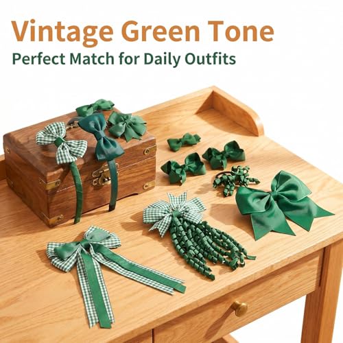 15-Piece School Uniform Hair Bows Set - Grosgrain Clips & Headbands