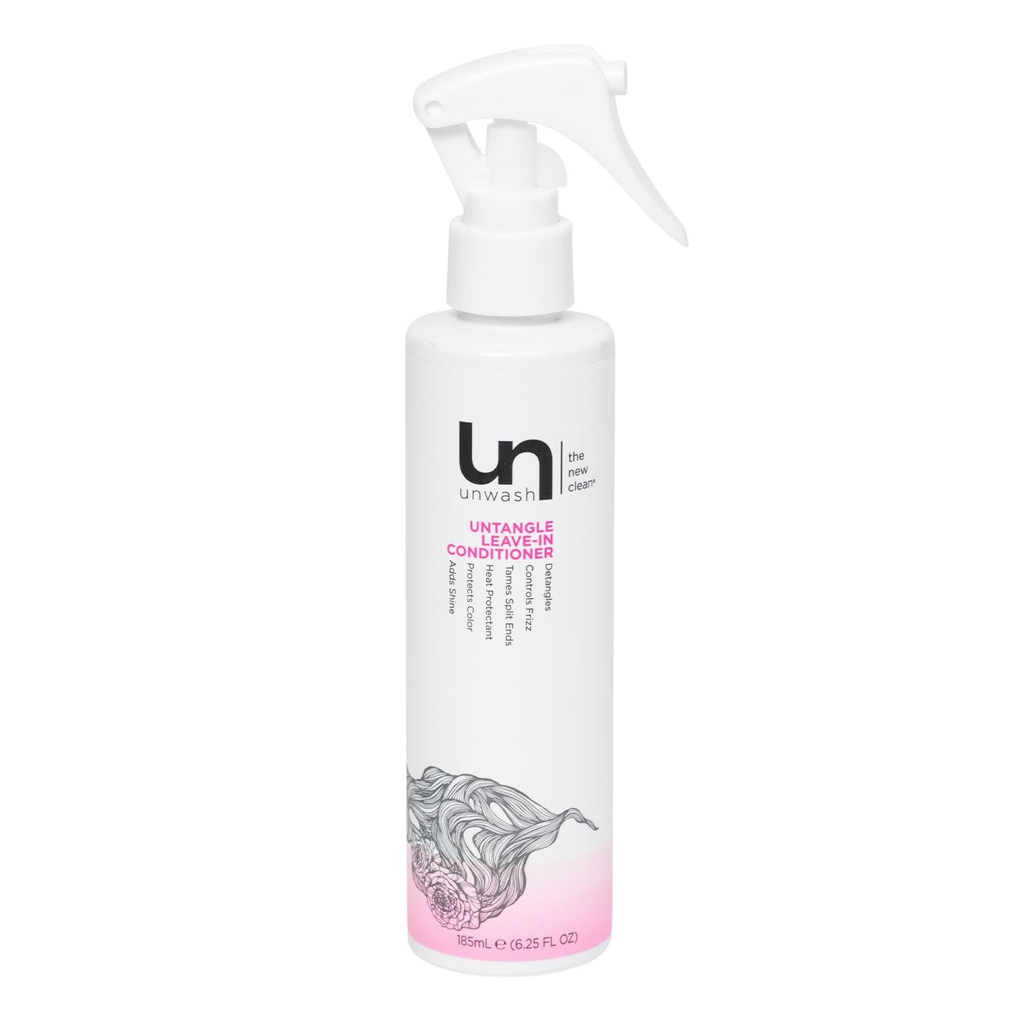 Unwash Untangle Leave-In Conditioner Spray - Detangles, Controls Frizz, Heat Protection, Vegan - 6.25 fl oz