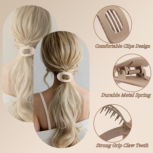 GANINMEETYI Variation A 8Pcs Matte No-Slip Flat Claw Hair Clips for Women
