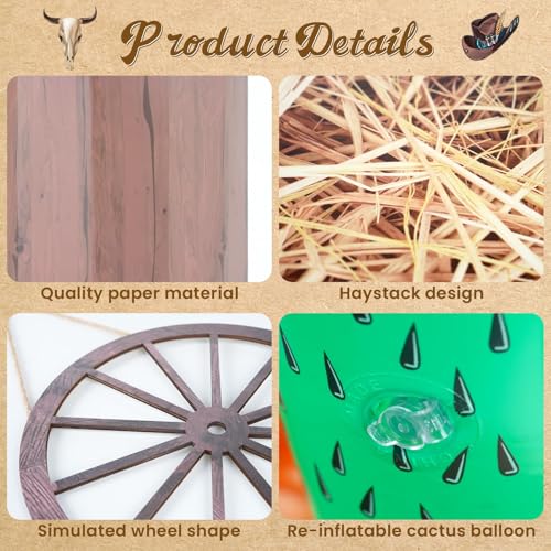 11-Piece Western Cowboy Party Decorations Set for Birthdays