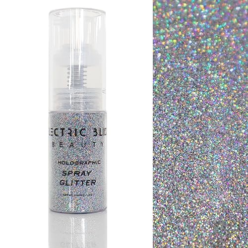 Electric Bliss Beauty Holographic Silver Glitter Spray for Face & Body, Festival & Rave Accessories